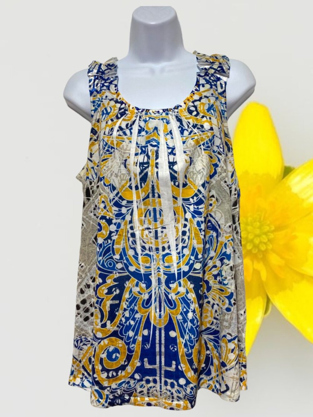 Style & Co-Women's Large Sleeveless Top Light Weight Rhinestone Neckline